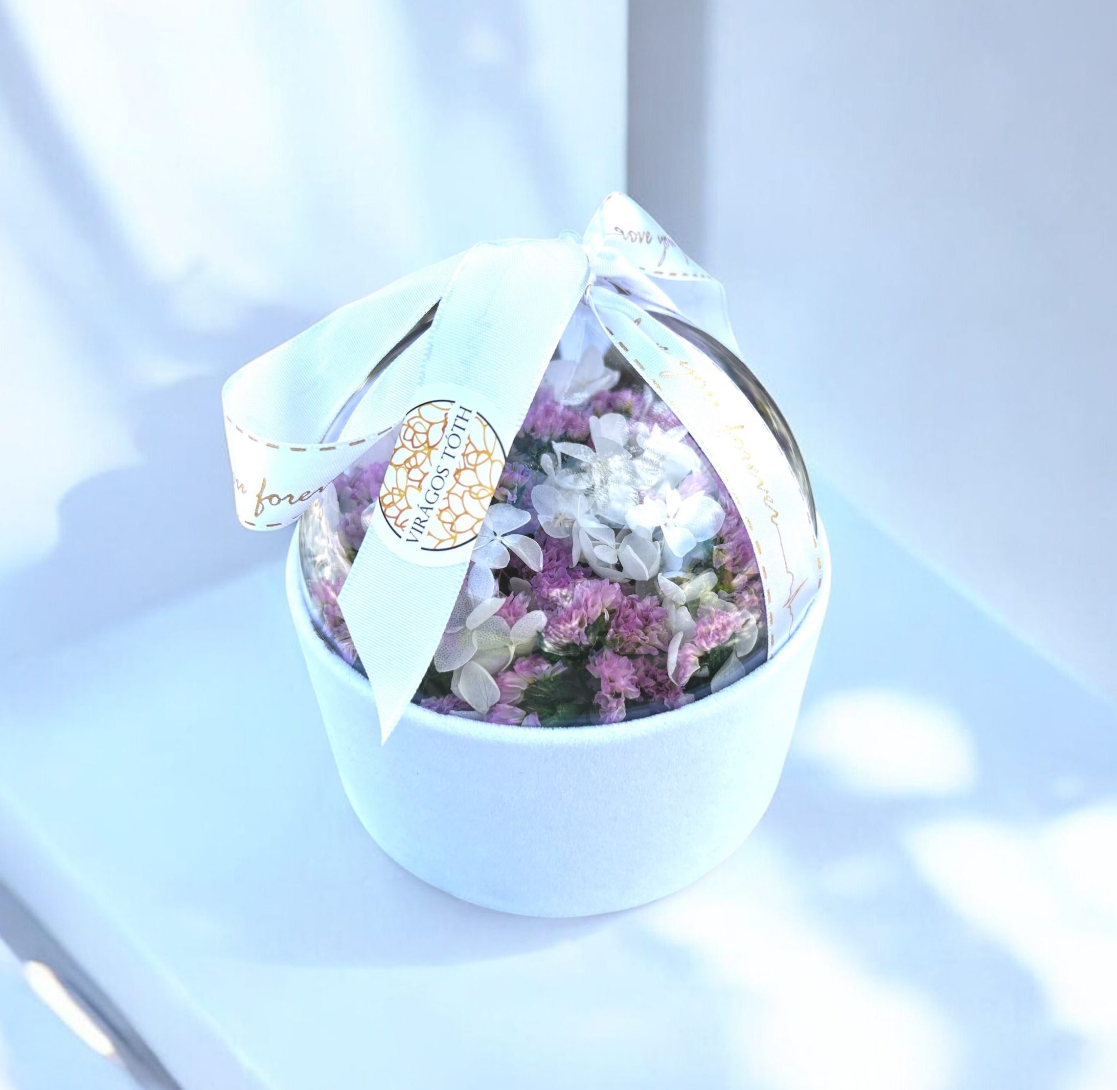 Virágdoboz szárított virágokkal(lila)